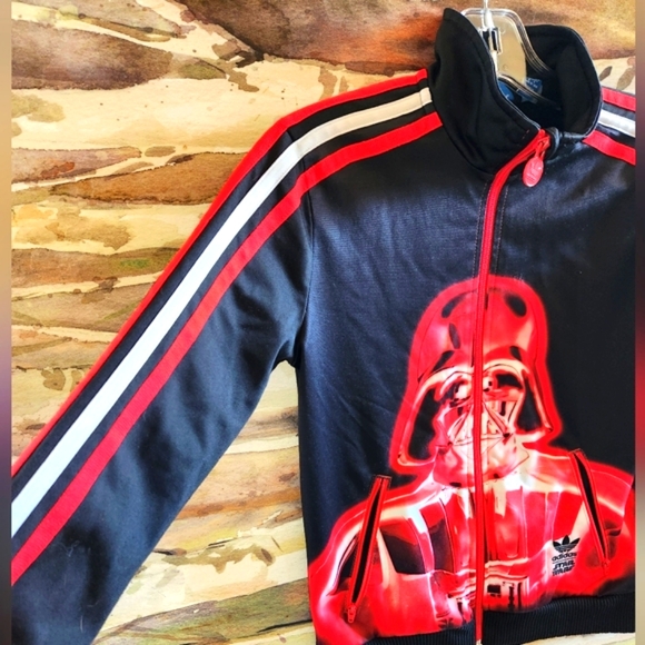 ADIDAS x STAR WARS Darth Vader Unisex Kids Teen Ltd Ed RARE Track Zip Up Jacket - Picture 3 of 16